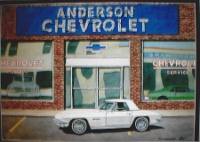 67_Dana_Forrester_painting_in_from_of_Anderson_Chevrolet